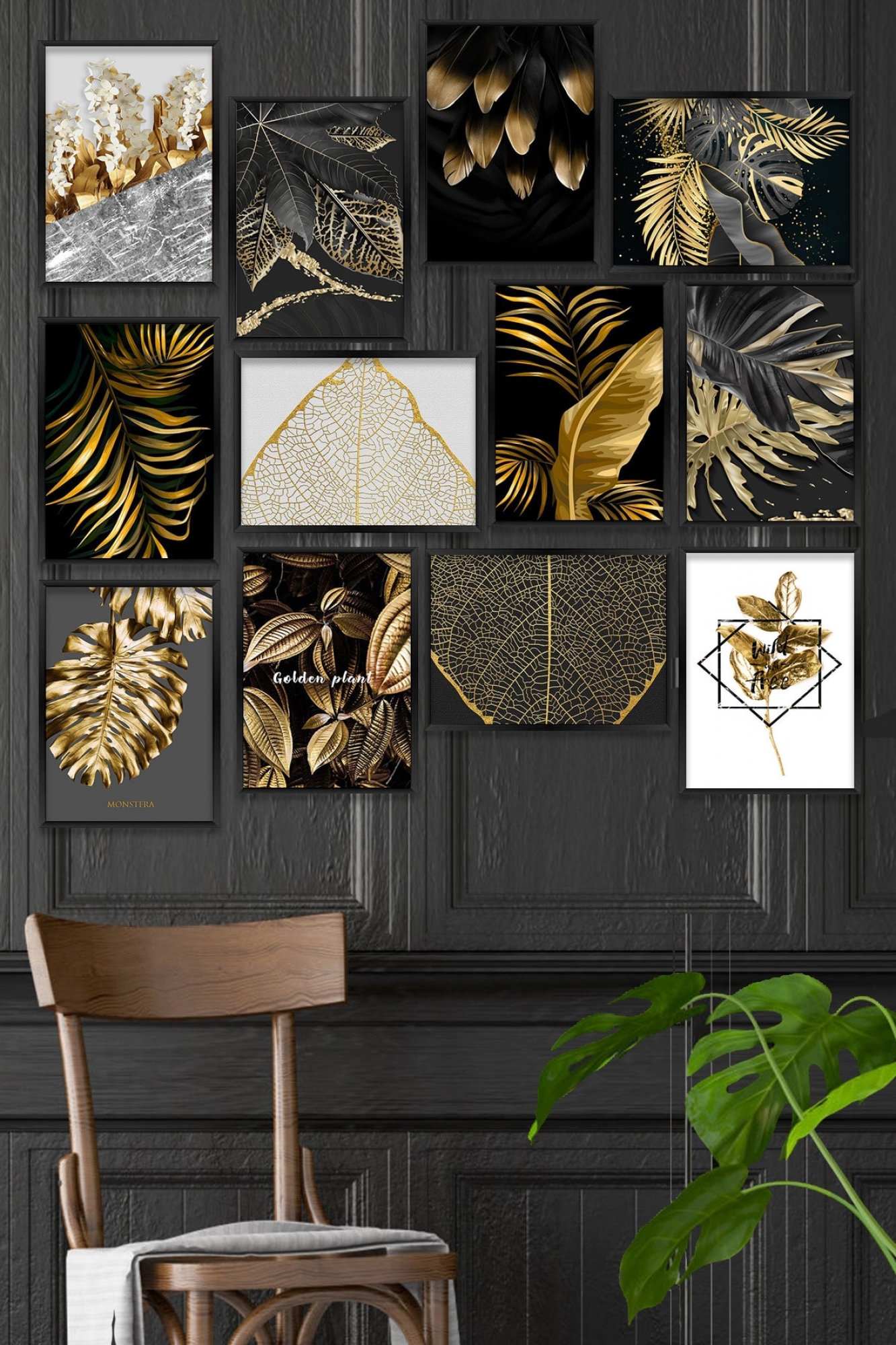 MDF Pictures - Set of 12 - Gold leaf